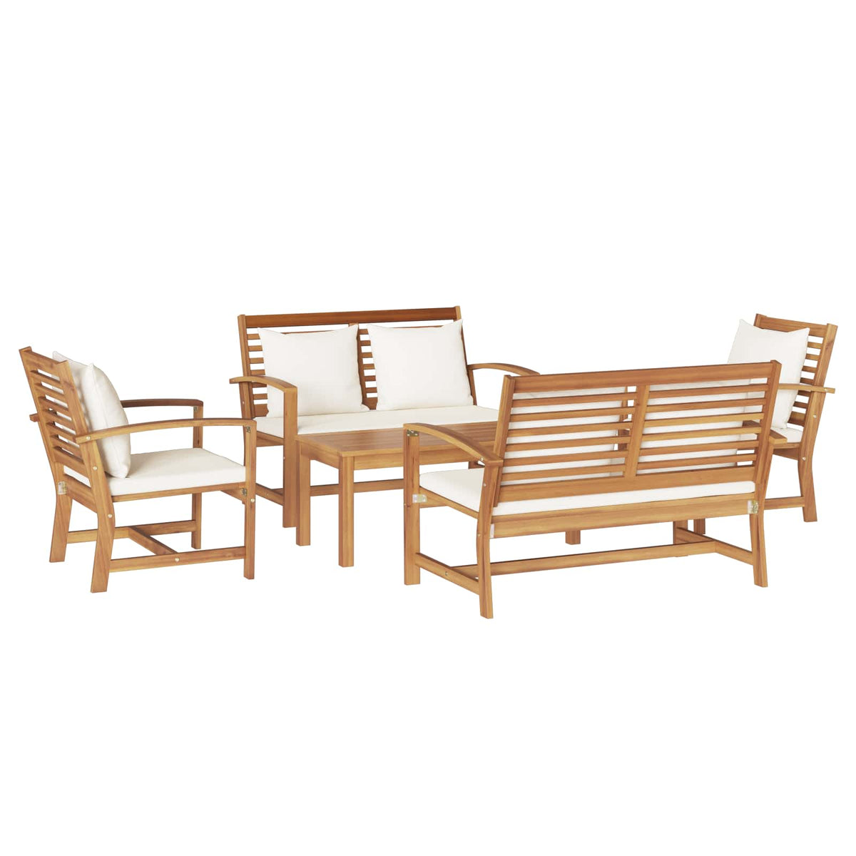 Sjedeća garnitura za vrt 5 pcs Prirodna Čvrsto teak drvo