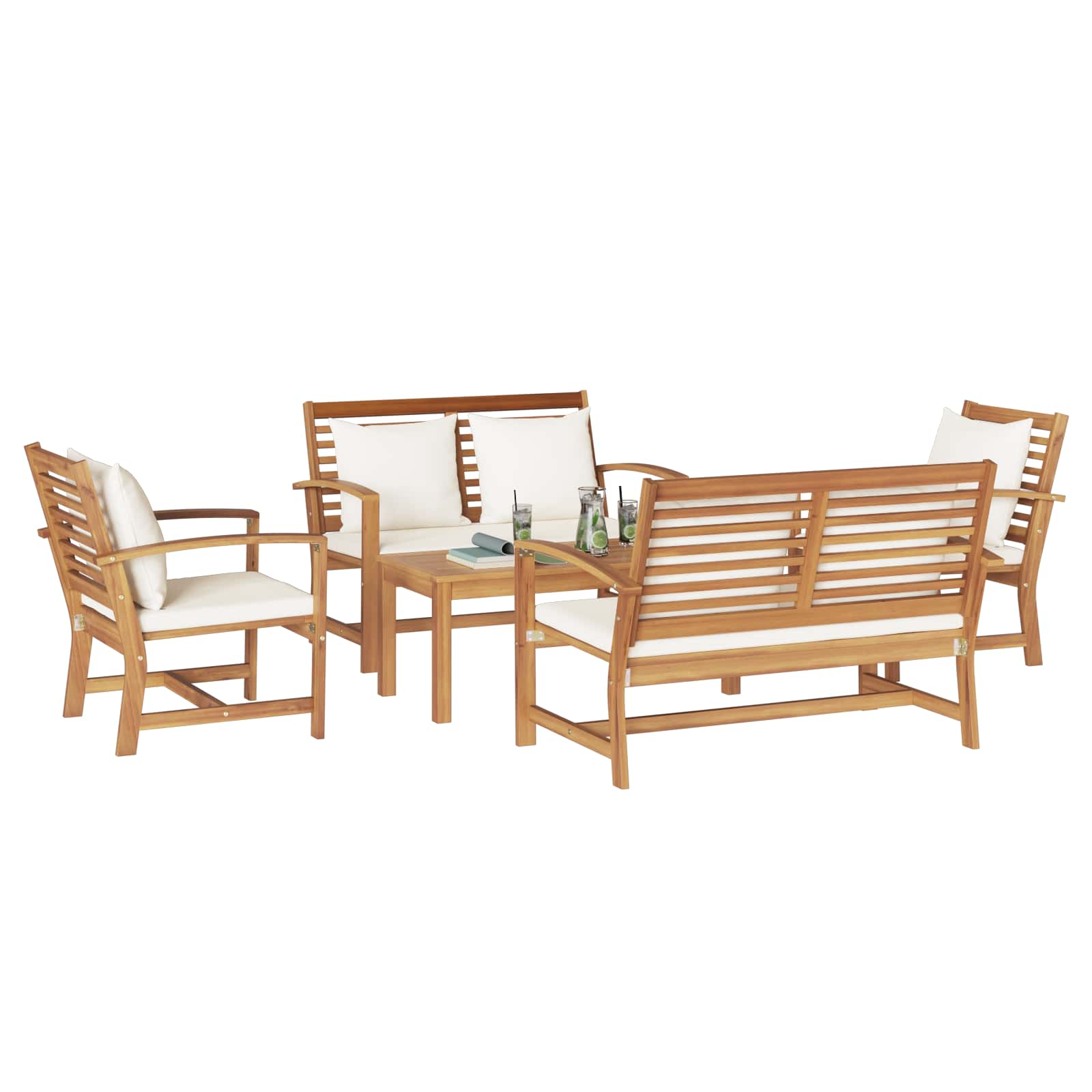 Sjedeća garnitura za vrt 5 pcs Prirodna Čvrsto teak drvo