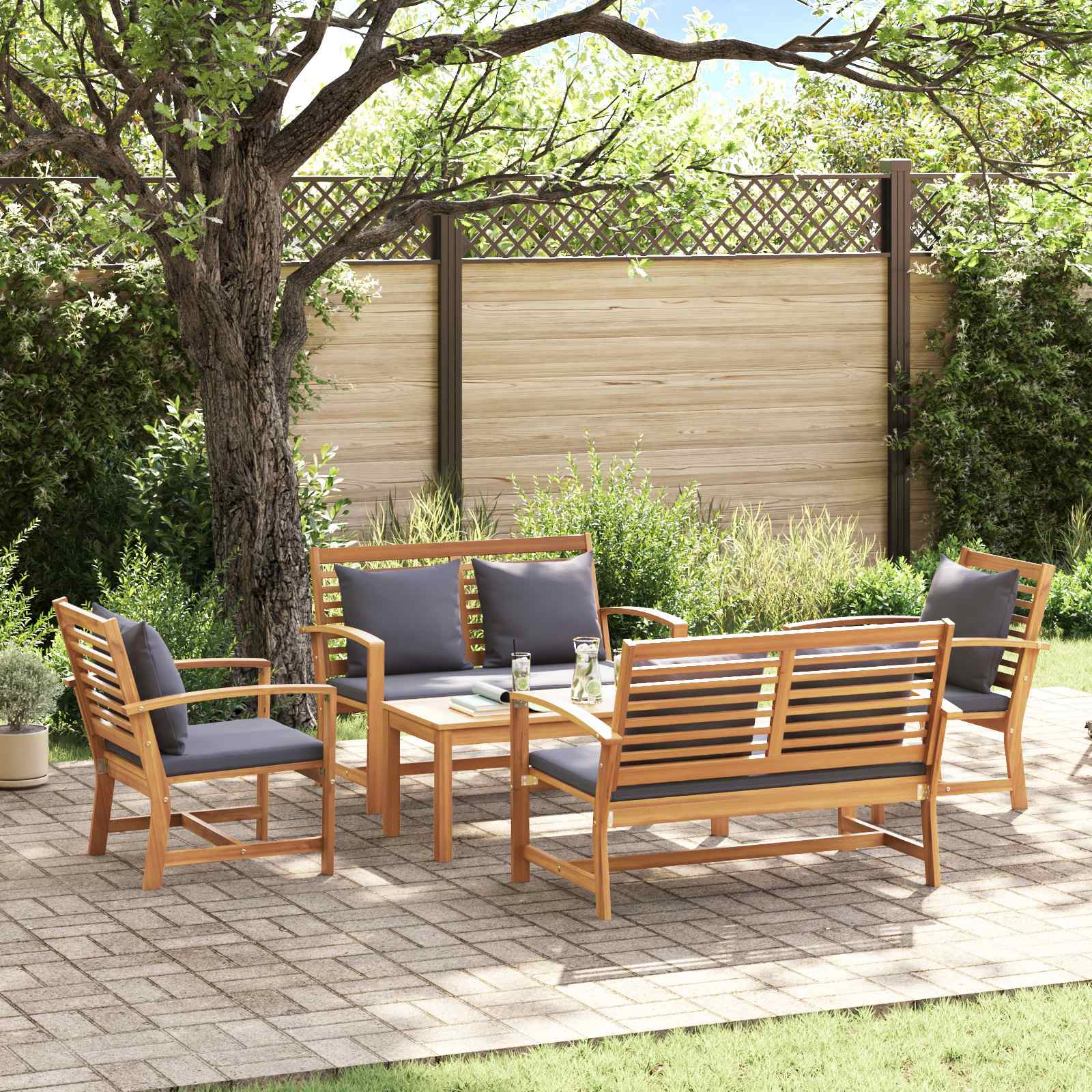 Sjedeća garnitura za vrt 5 pcs Prirodna Čvrsto teak drvo