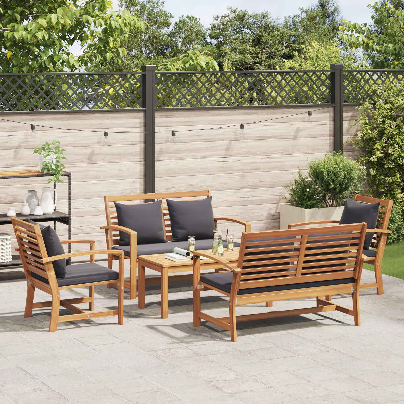 Sjedeća garnitura za vrt 5 pcs Prirodna Čvrsto teak drvo