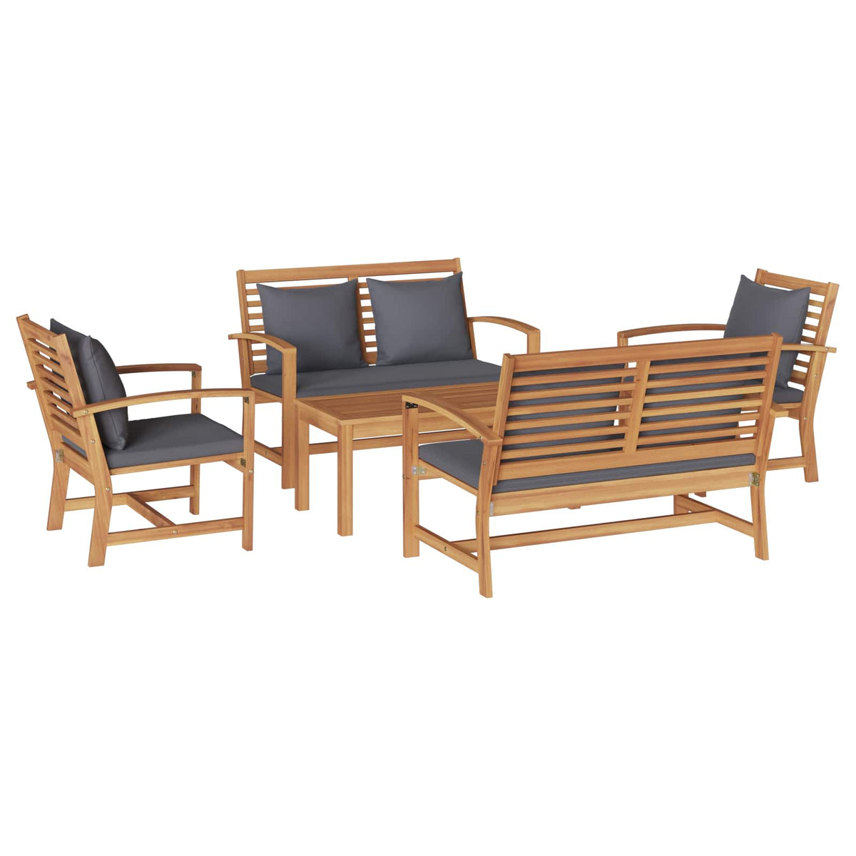 Sjedeća garnitura za vrt 5 pcs Prirodna Čvrsto teak drvo