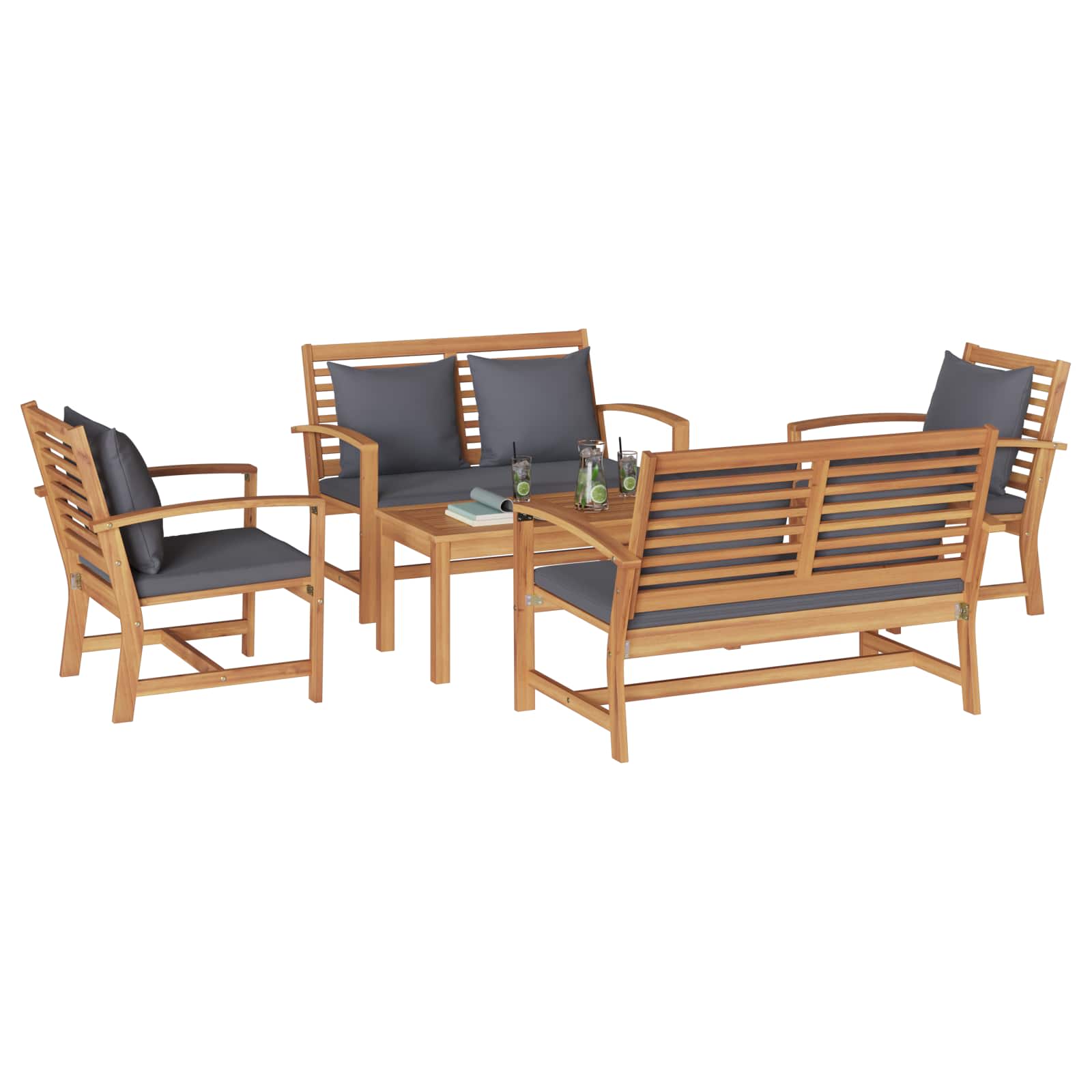 Sjedeća garnitura za vrt 5 pcs Prirodna Čvrsto teak drvo