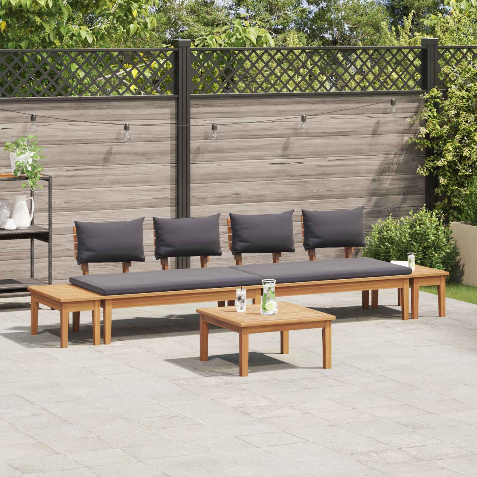 Sjedeća garnitura za vrt 5 pcs Smeđa i siva