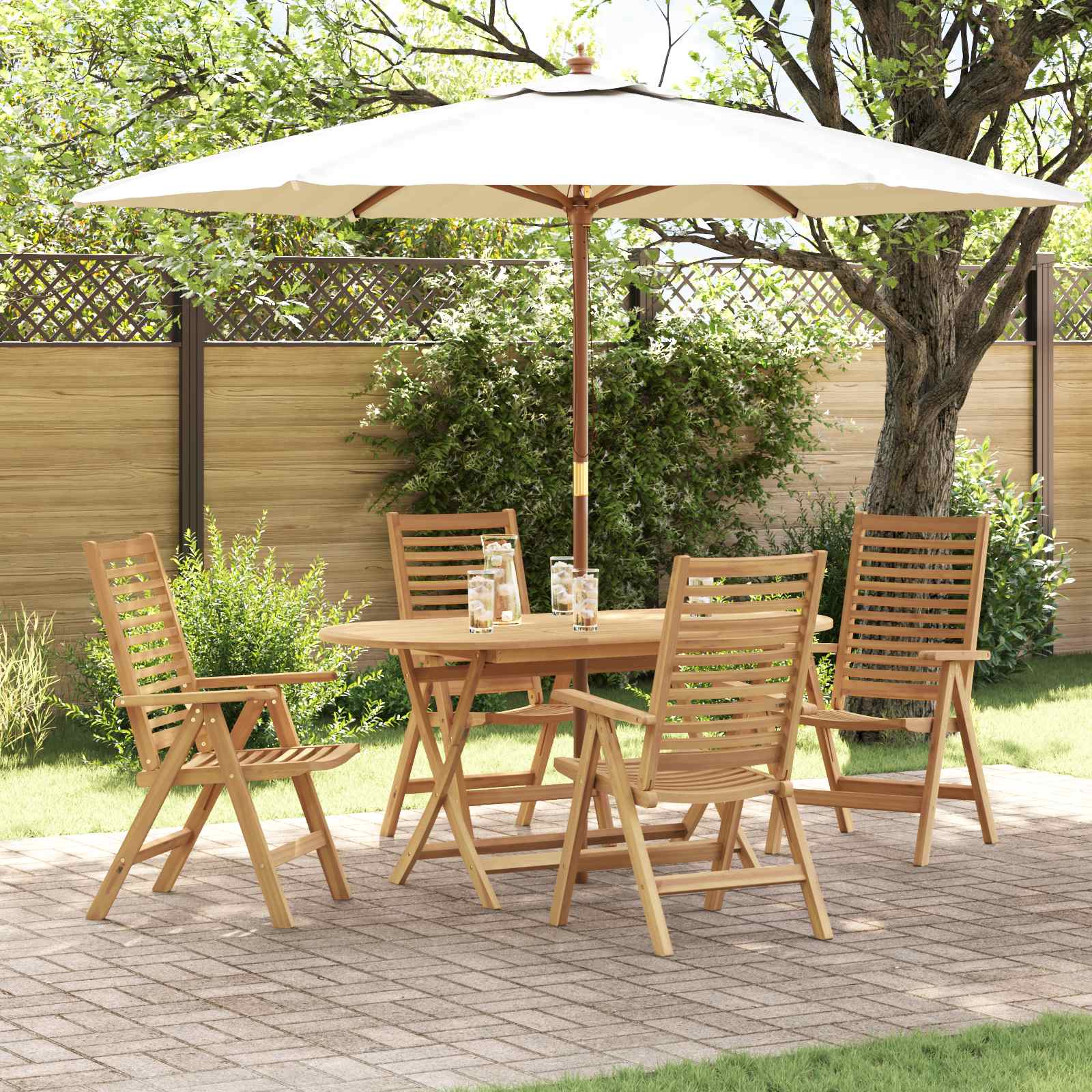 Vrtni set za objed 5 pcs Smeđa Čvrsto teak drvo