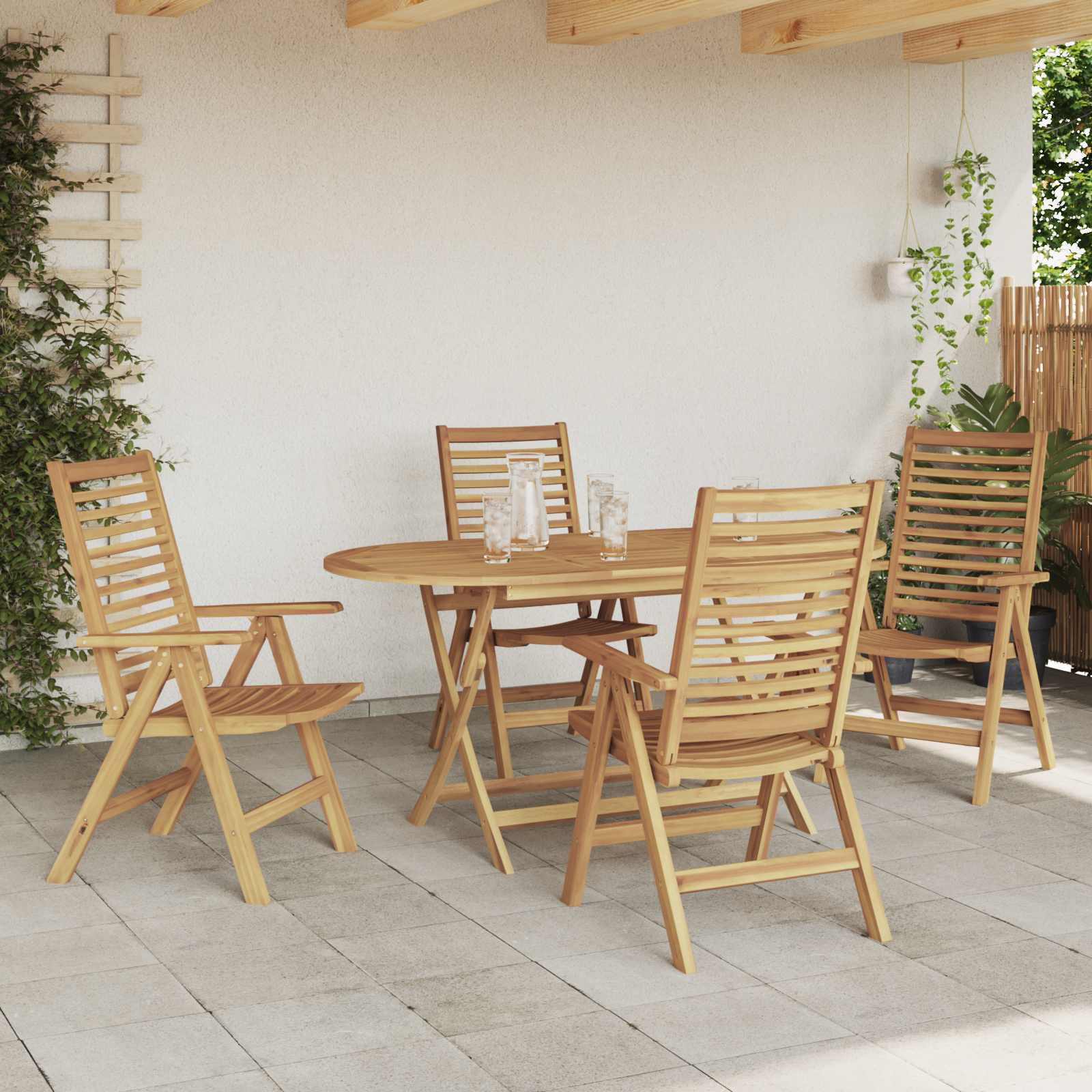 Vrtni set za objed 5 pcs Smeđa Čvrsto teak drvo