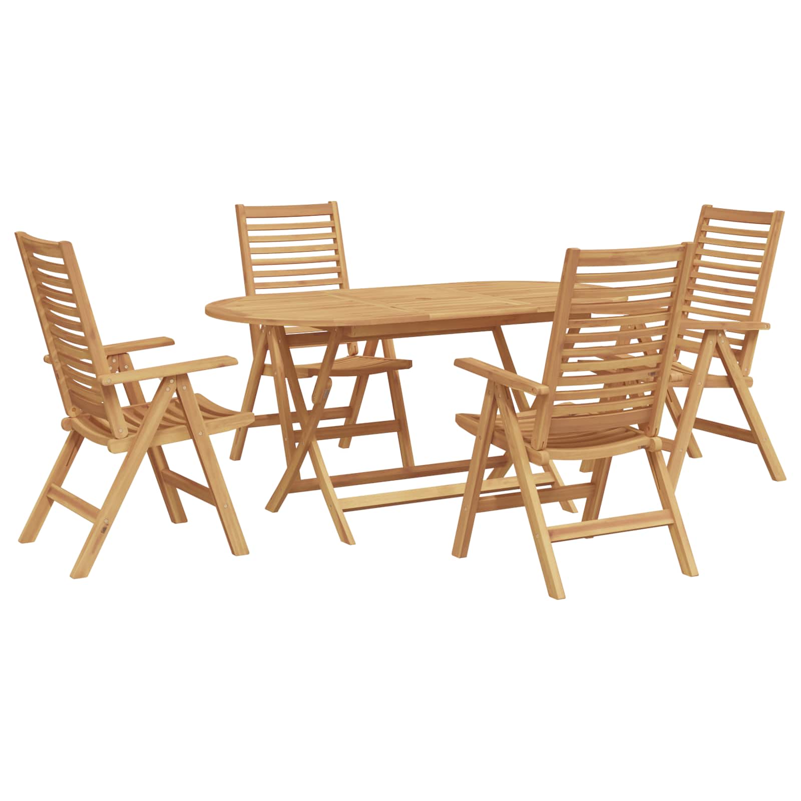 Vrtni set za objed 5 pcs Smeđa Čvrsto teak drvo