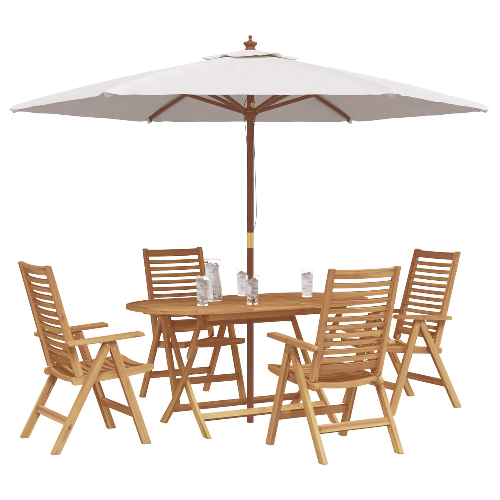 Vrtni set za objed 5 pcs Smeđa Čvrsto teak drvo