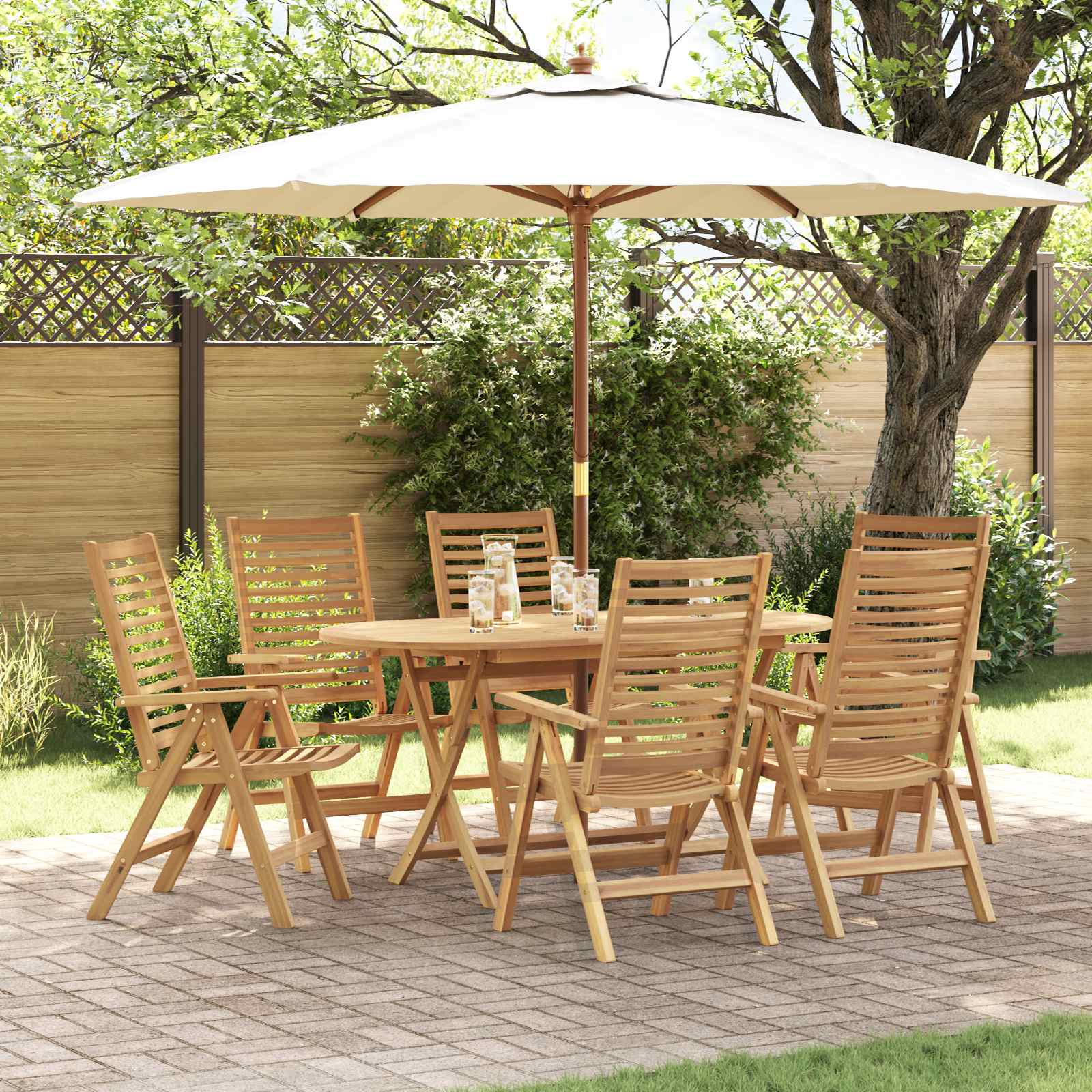 Vrtni set za objed 7 pcs Smeđa Čvrsto teak drvo