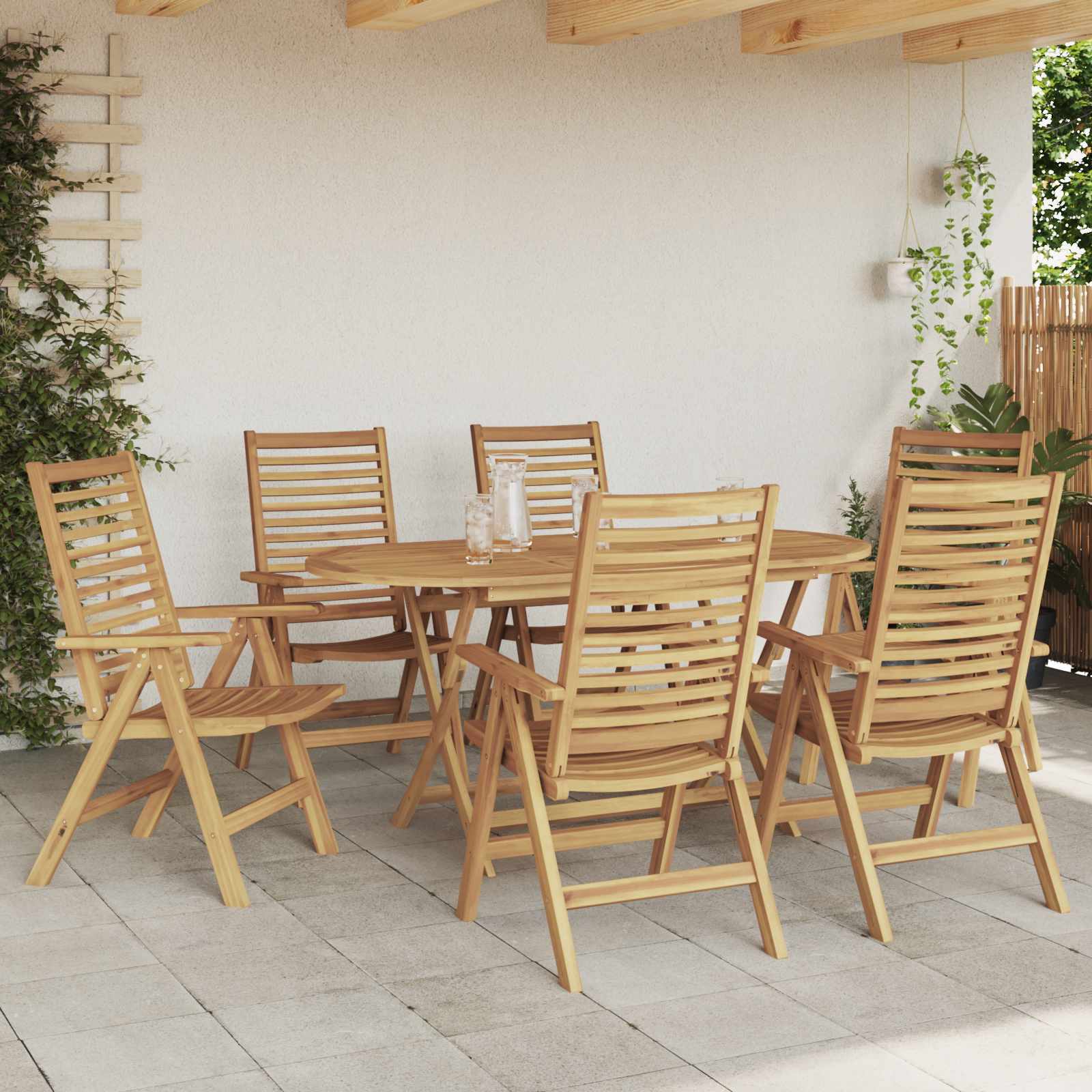 Vrtni set za objed 7 pcs Smeđa Čvrsto teak drvo