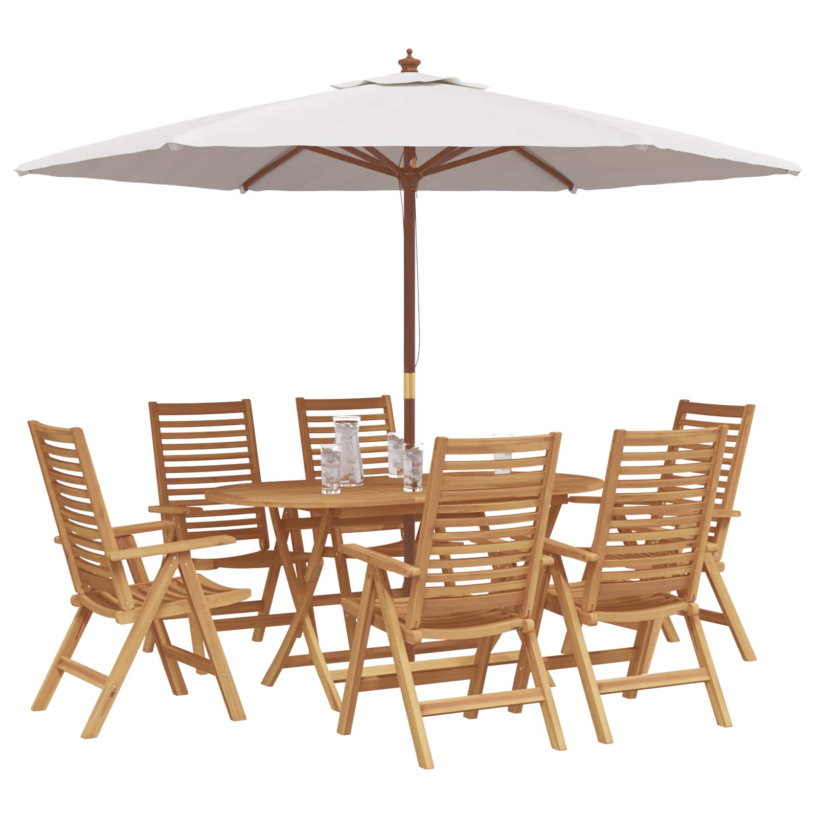 Vrtni set za objed 7 pcs Smeđa Čvrsto teak drvo