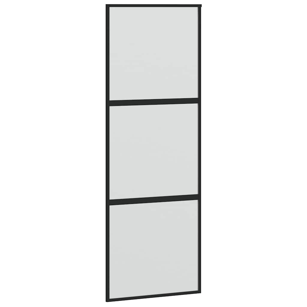 Klizna vrata s priborom crna 90 x 205 cm kaljeno staklo