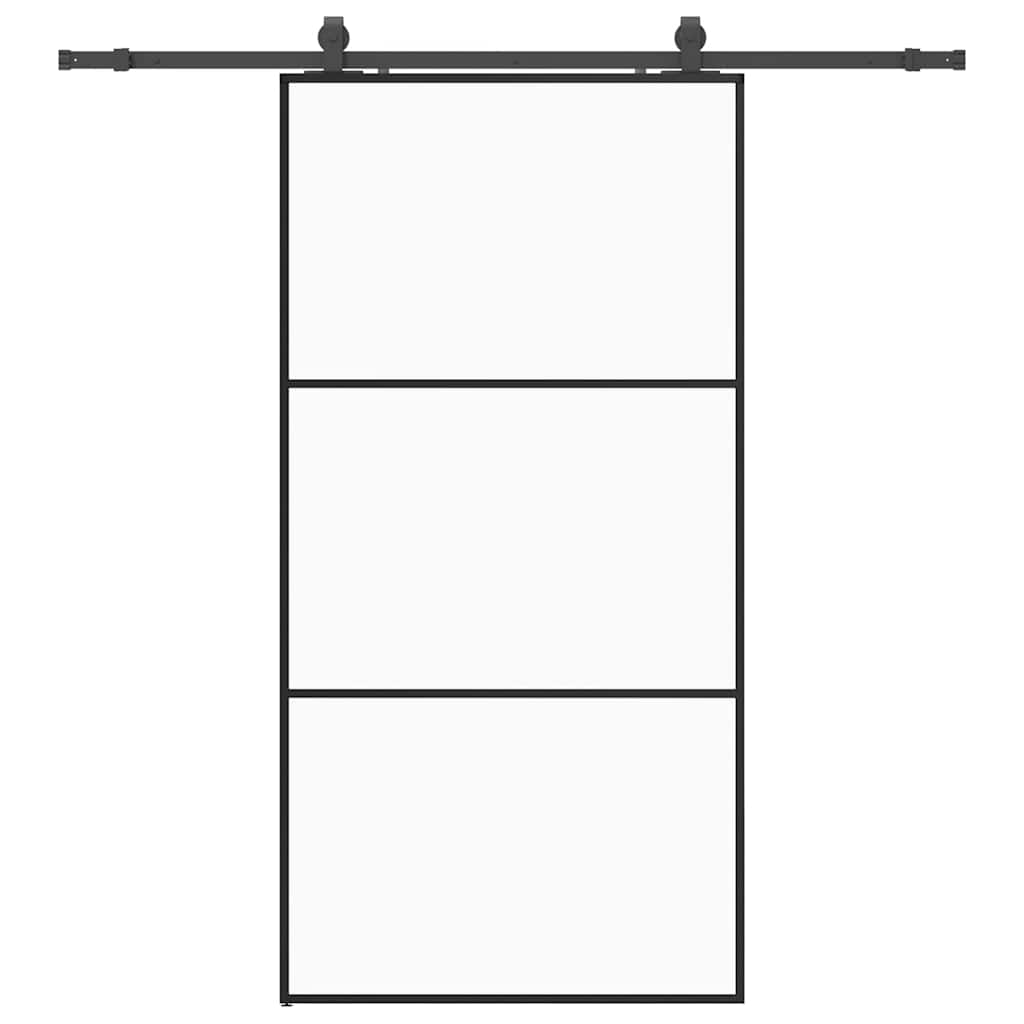 Klizna vrata s priborom crna 102 x 205 cm od ESG stakla