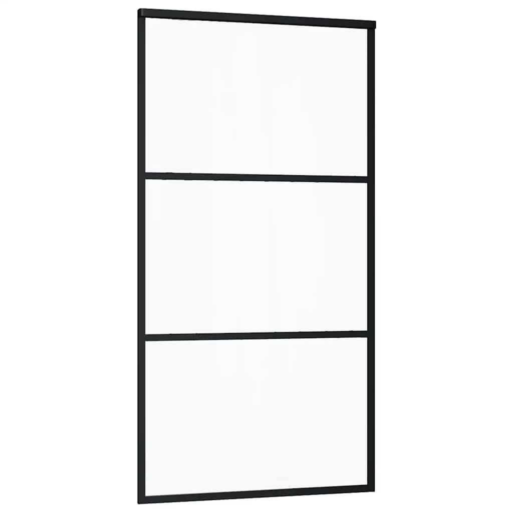 Klizna vrata s priborom crna 102 x 205 cm od ESG stakla
