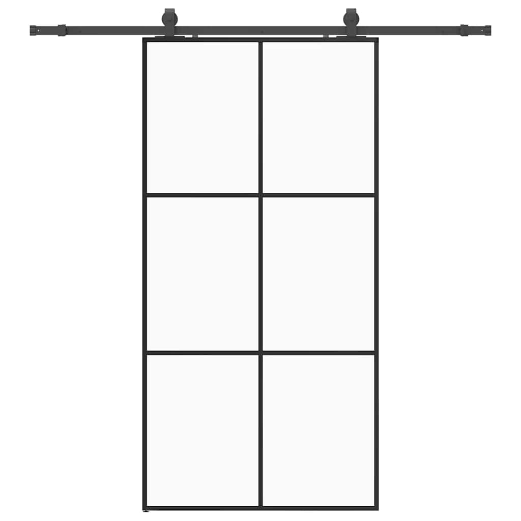 Klizna vrata s priborom crna 102 x 205 cm od ESG stakla