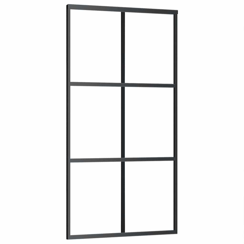 Klizna vrata s priborom crna 102 x 205 cm od ESG stakla