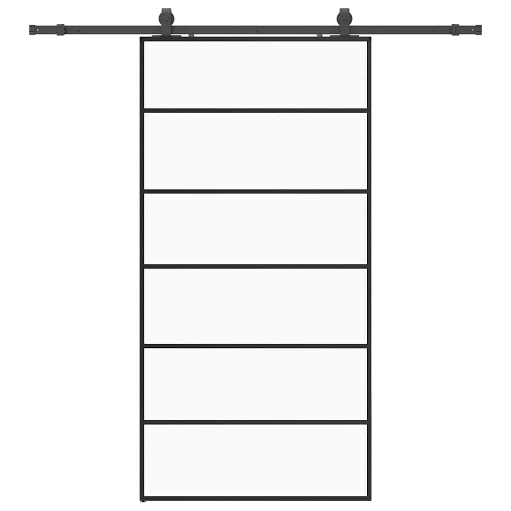 Klizna vrata s priborom crna 102 x 205 cm od ESG stakla