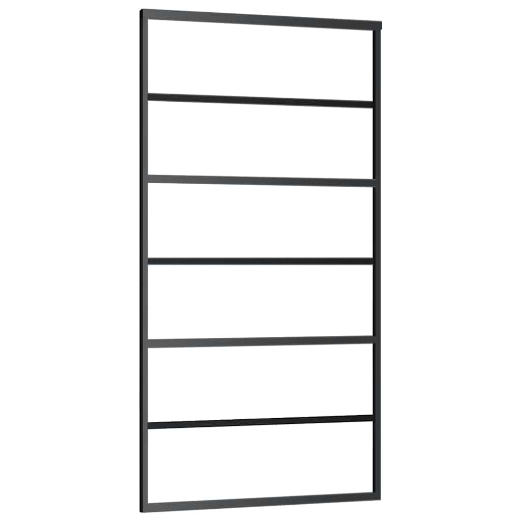Klizna vrata s priborom crna 102 x 205 cm od ESG stakla
