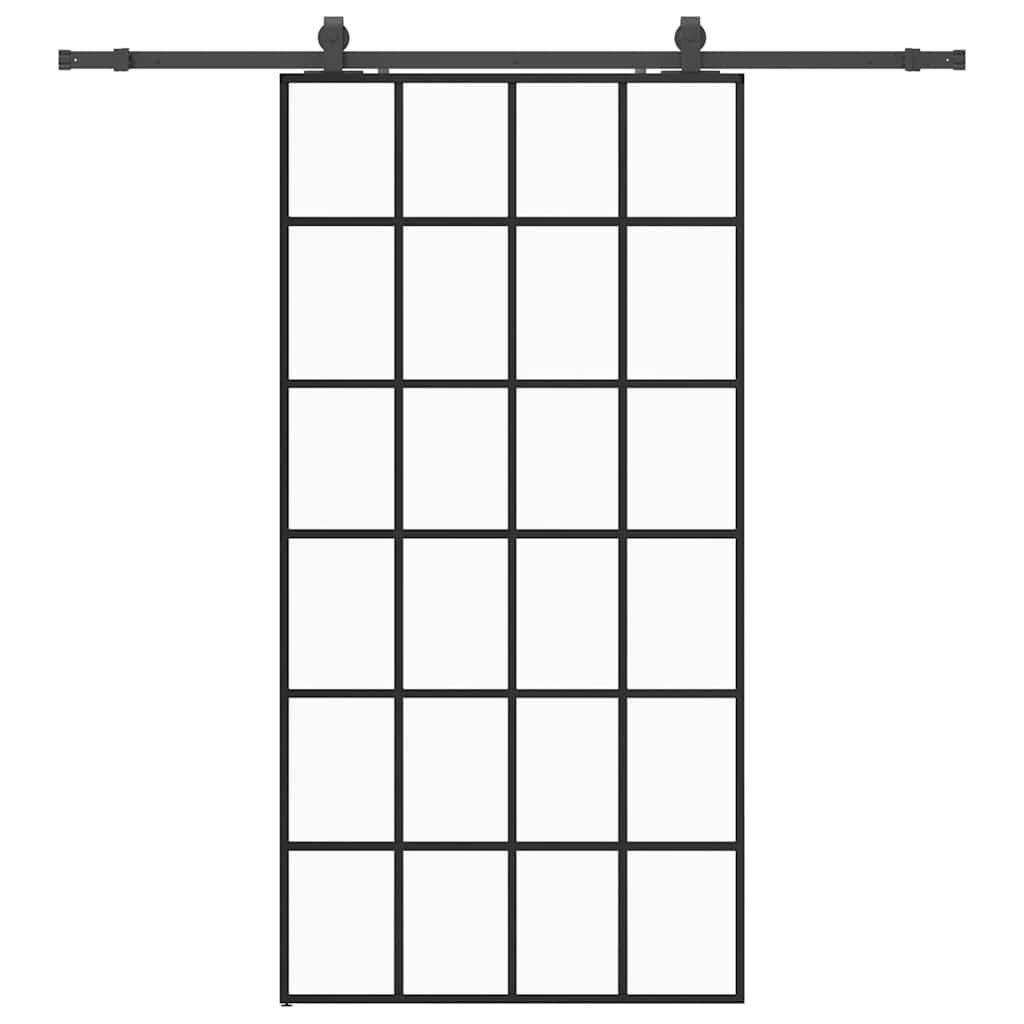 Klizna vrata s priborom crna 102 x 205 cm od ESG stakla