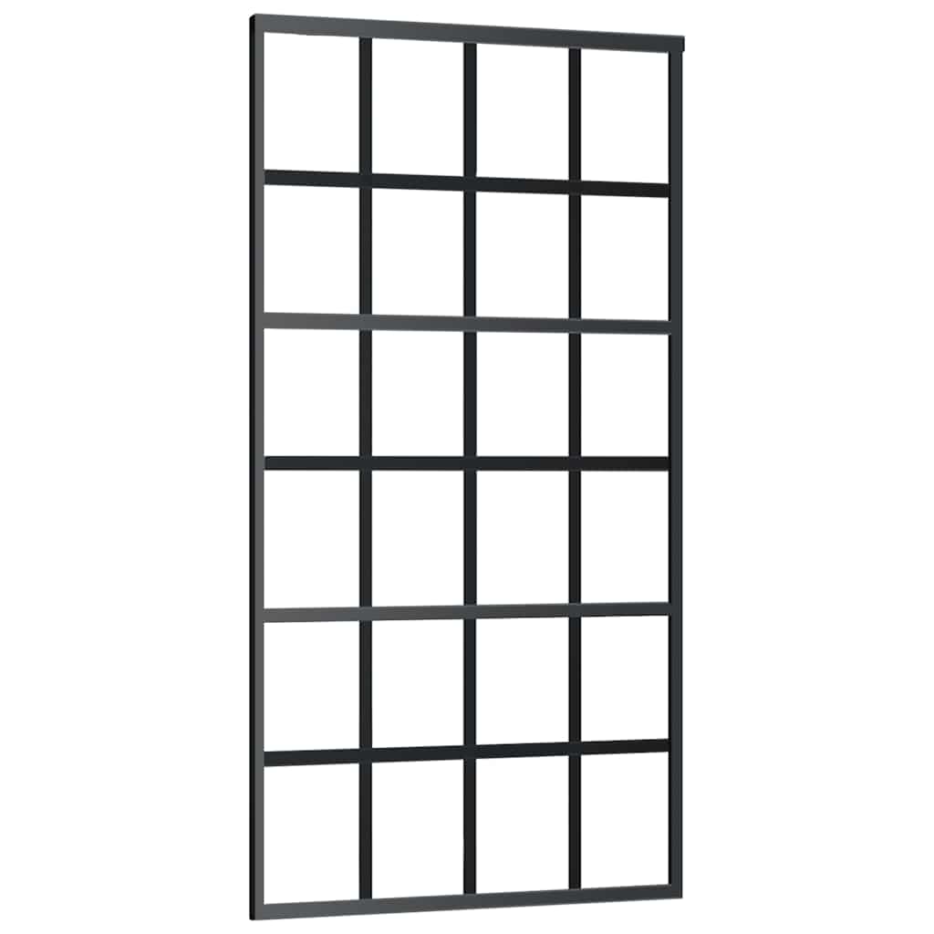 Klizna vrata s priborom crna 102 x 205 cm od ESG stakla
