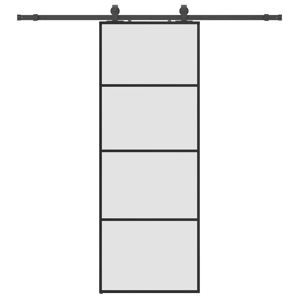 Klizna vrata s priborom crna 76 x 205 cm od ESG stakla