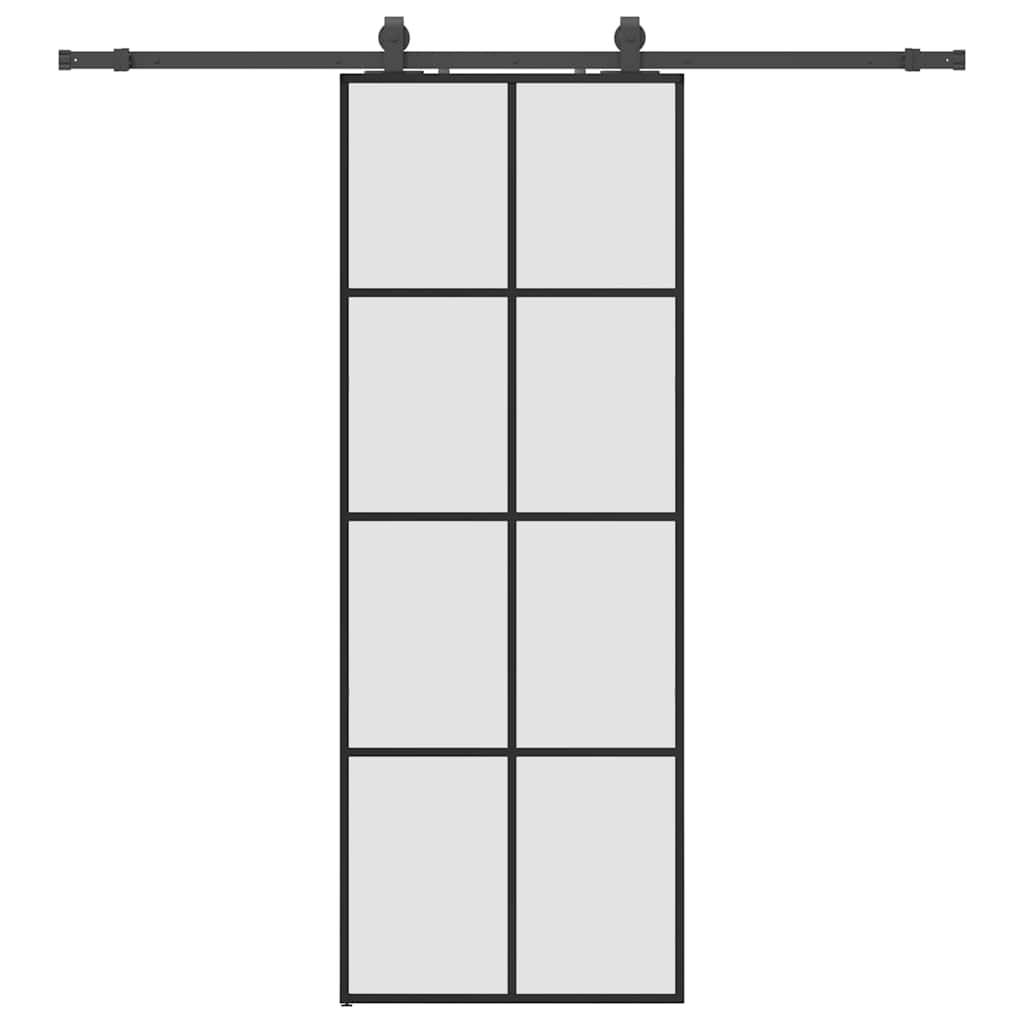 Klizna vrata s priborom crna 76 x 205 cm od ESG stakla