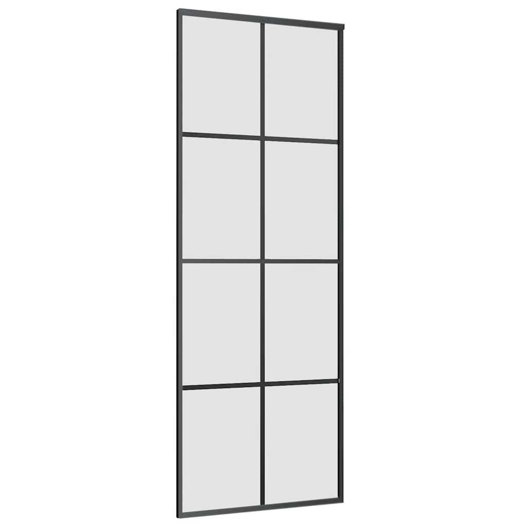Klizna vrata s priborom crna 76 x 205 cm od ESG stakla