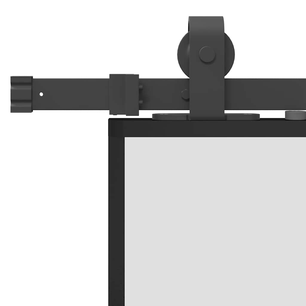 Klizna vrata s priborom crna 76 x 205 cm od ESG stakla