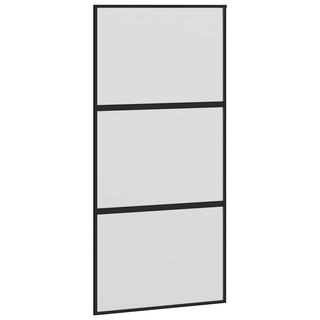 Klizna vrata s priborom crna 102,5 x 205 cm kaljeno staklo