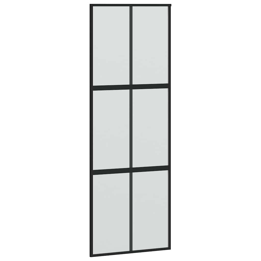 Klizna vrata s priborom crna 90 x 205 cm kaljeno staklo