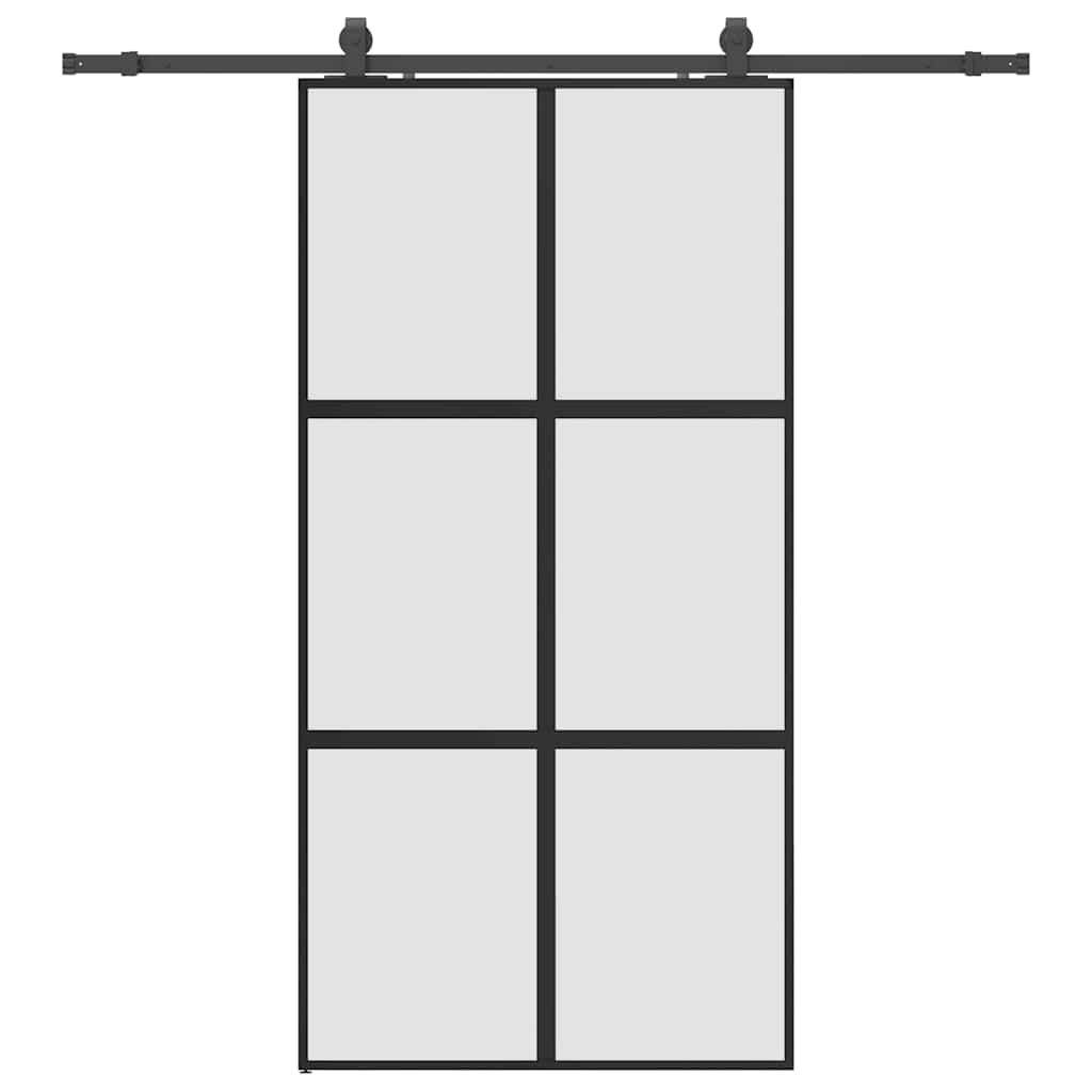 Klizna vrata s priborom crna 102,5 x 205 cm kaljeno staklo