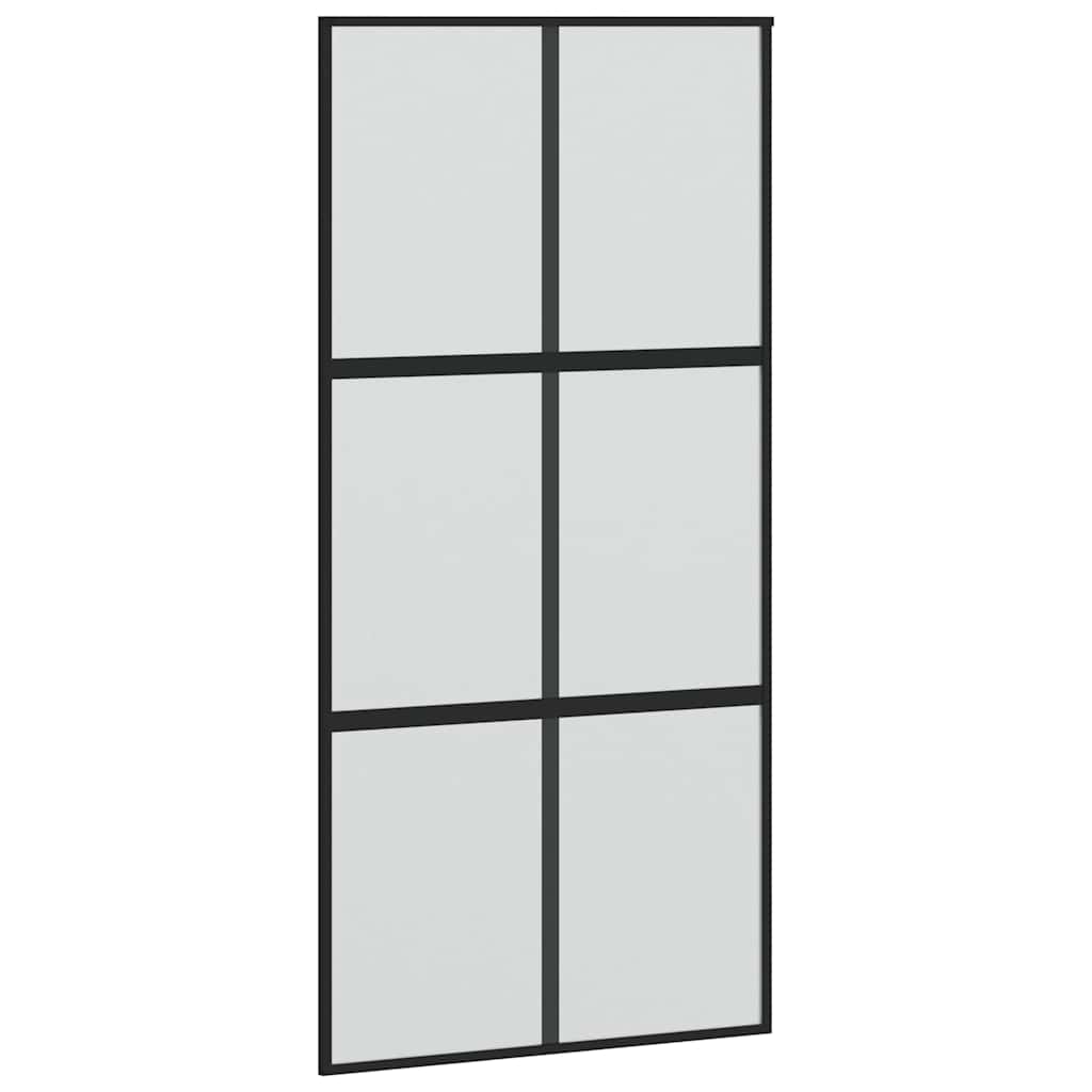 Klizna vrata s priborom crna 102,5 x 205 cm kaljeno staklo