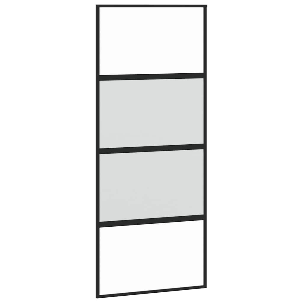 Klizna vrata s priborom crna 90 x 205 cm kaljeno staklo