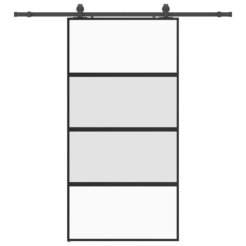 Klizna vrata s priborom crna 102,5 x 205 cm kaljeno staklo