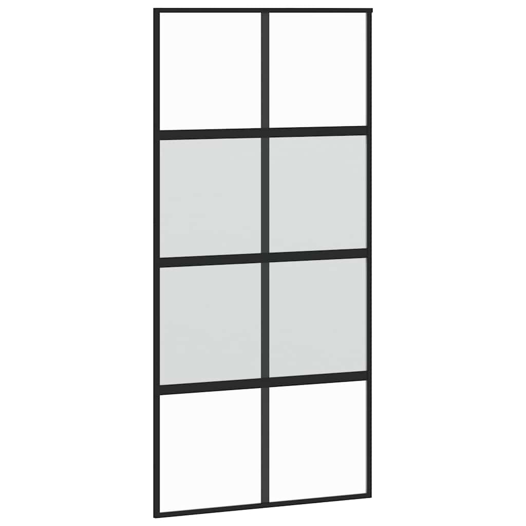 Klizna vrata s priborom crna 102,5 x 205 cm kaljeno staklo