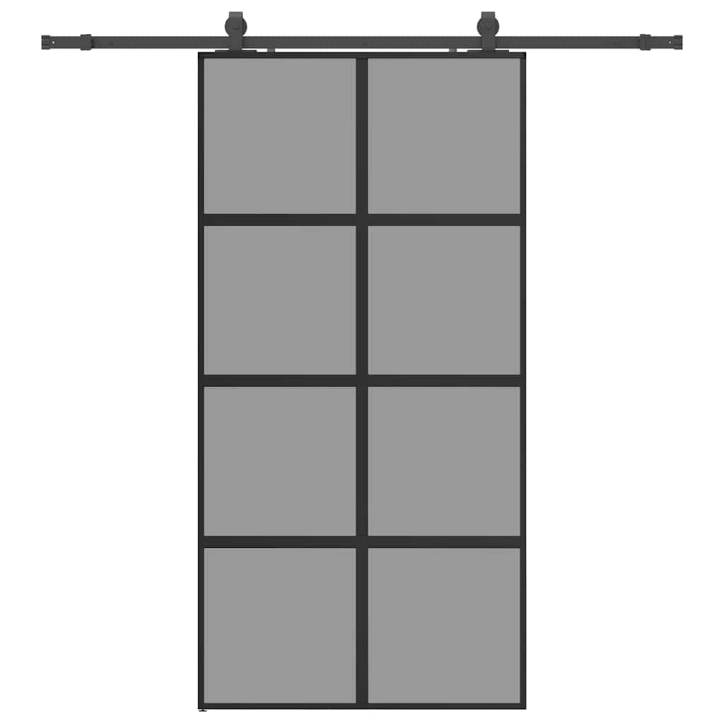 Klizna vrata s priborom crna 102,5 x 205 cm kaljeno staklo