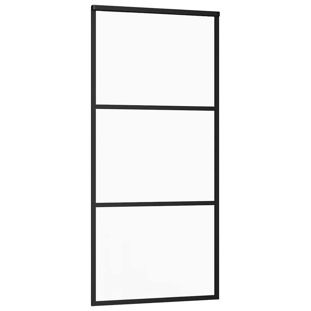 Klizna vrata s priborom crna 90 x 205 cm od ESG stakla