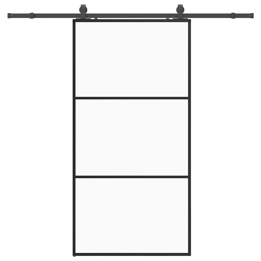 Klizna vrata s priborom crna 102 x 205 cm od ESG stakla