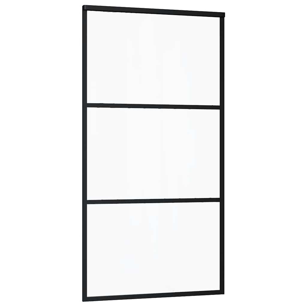 Klizna vrata s priborom crna 102 x 205 cm od ESG stakla