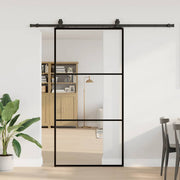 Klizna vrata s priborom crna 102 x 205 cm od ESG stakla