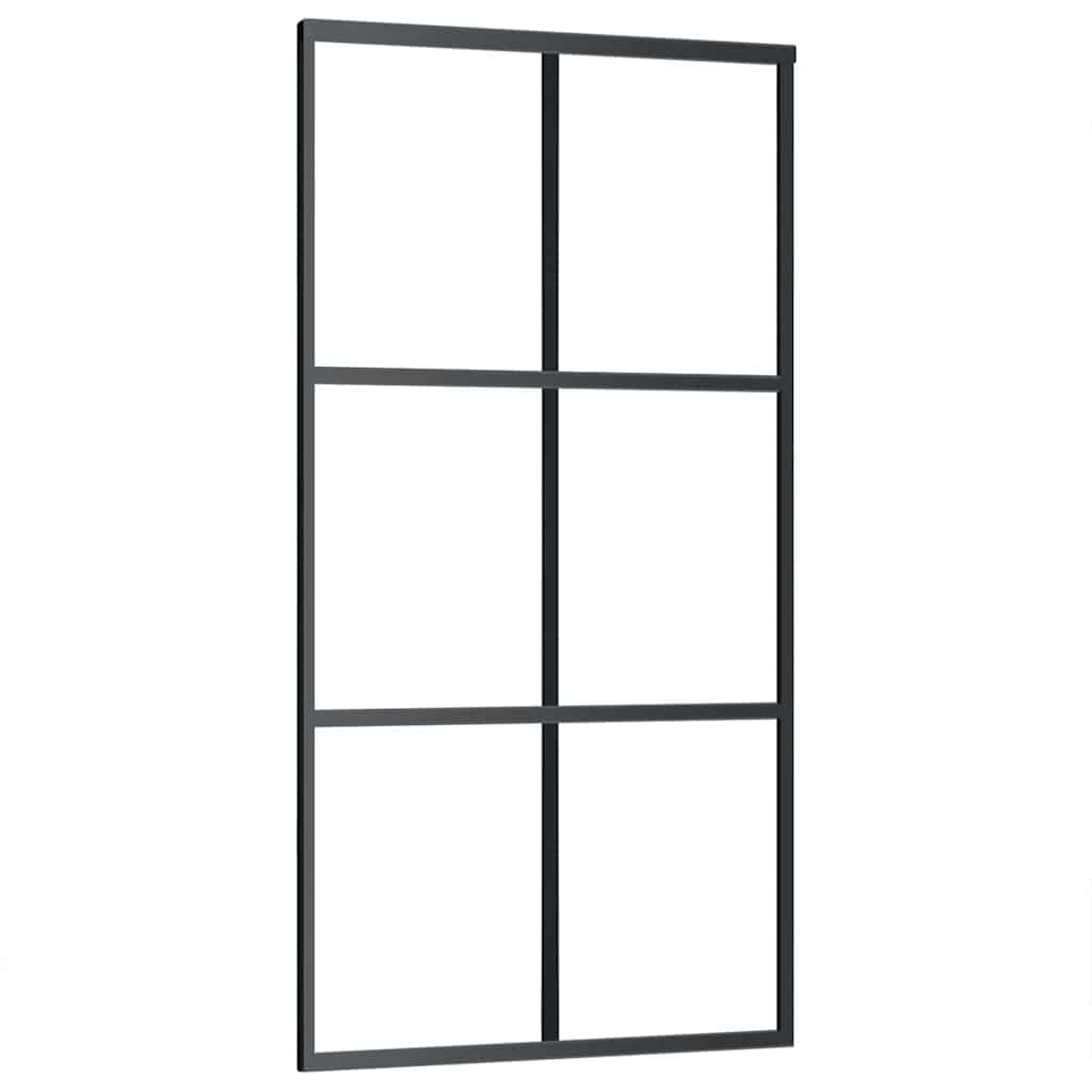 Klizna vrata s priborom crna 102 x 205 cm od ESG stakla