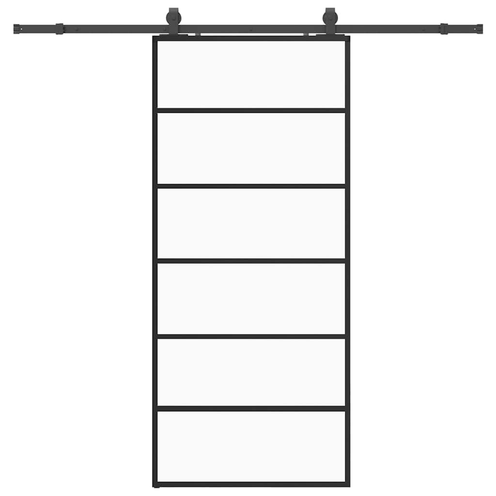 Klizna vrata s priborom crna 90 x 205 cm od ESG stakla