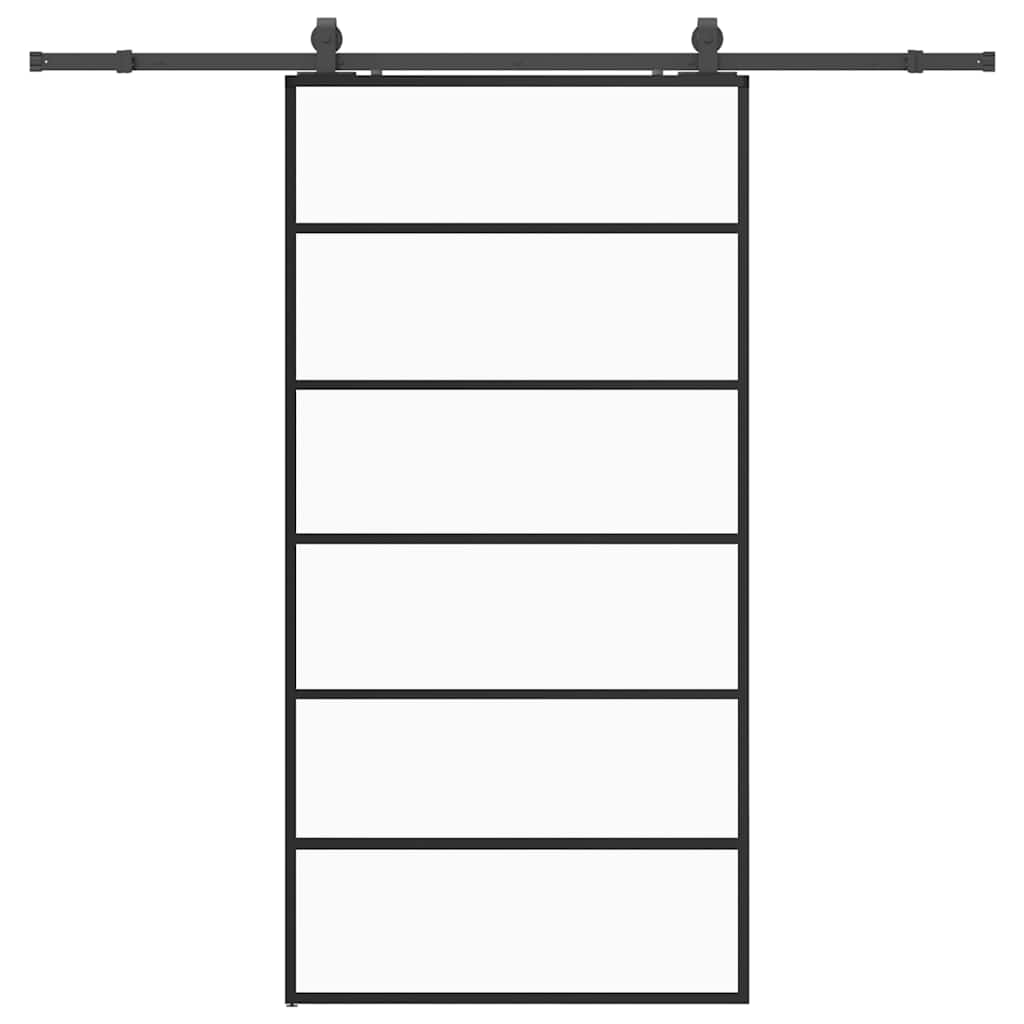 Klizna vrata s priborom crna 102 x 205 cm od ESG stakla