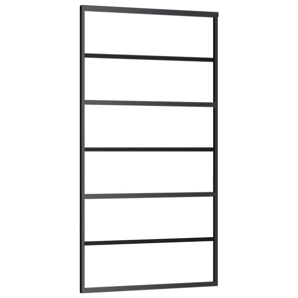 Klizna vrata s priborom crna 102 x 205 cm od ESG stakla