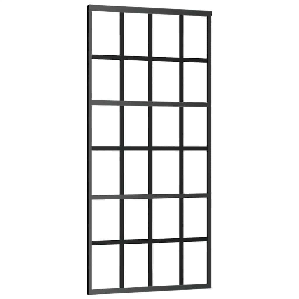 Klizna vrata s priborom crna 90 x 205 cm od ESG stakla