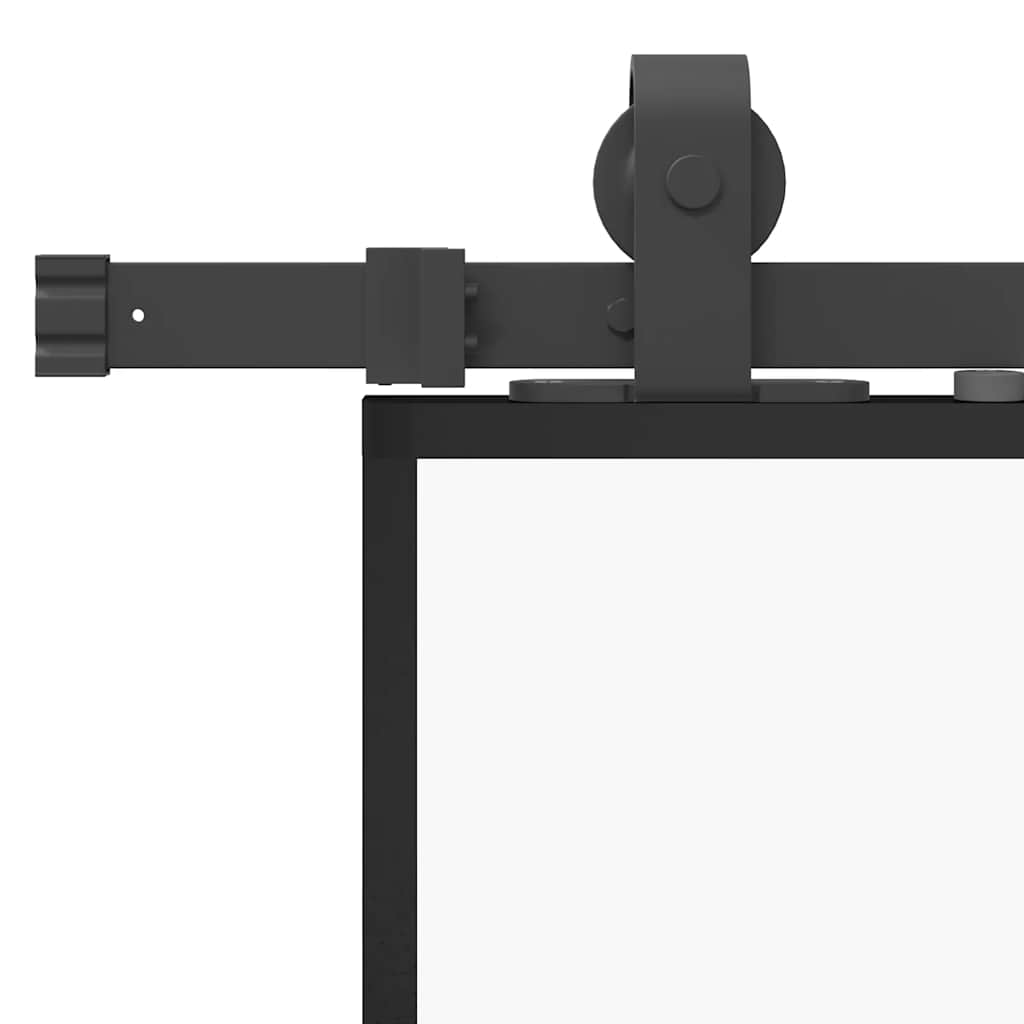Klizna vrata s priborom crna 90 x 205 cm od ESG stakla