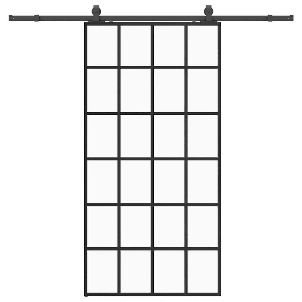Klizna vrata s priborom crna 102 x 205 cm od ESG stakla