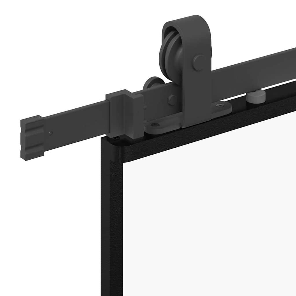 Klizna vrata s priborom crna 90 x 205 cm od ESG stakla