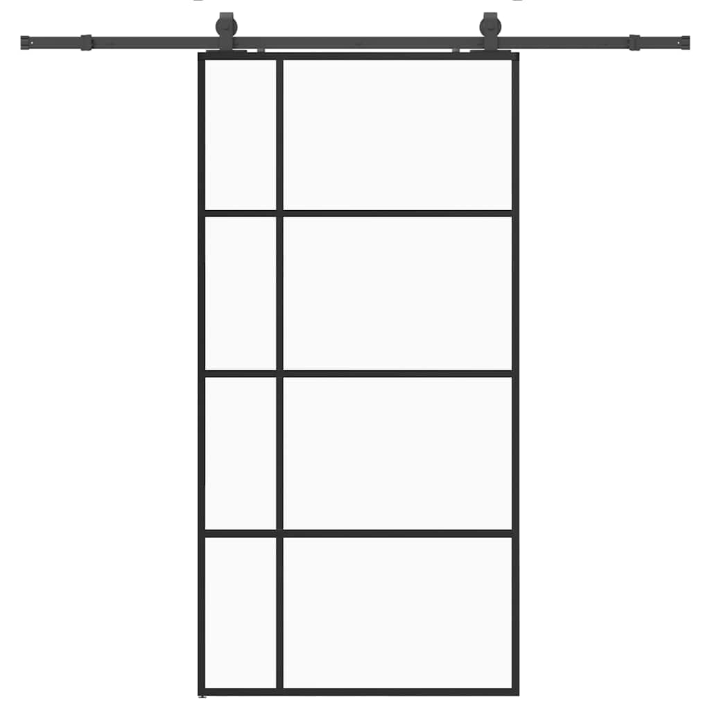 Klizna vrata s okovima crna 102,5x205 cm ESG staklo