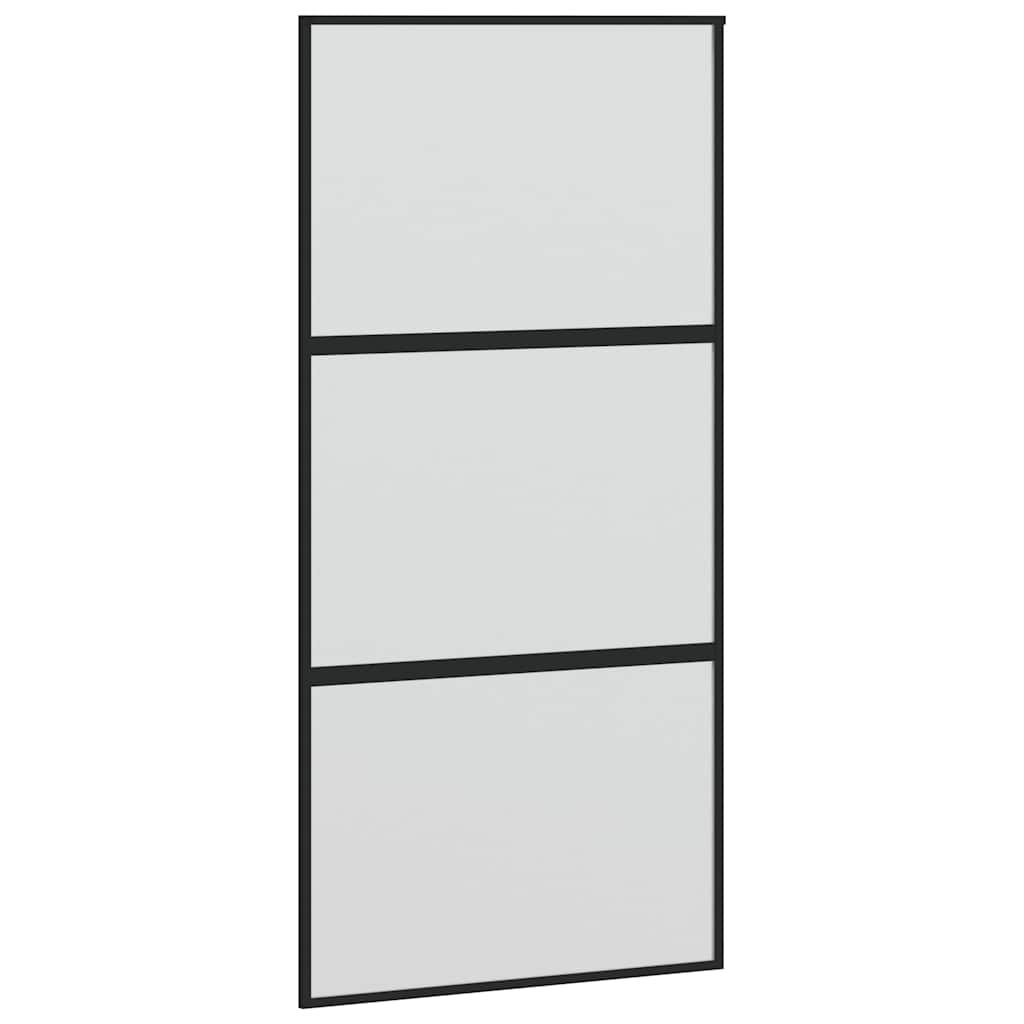 Klizna vrata s priborom crna 102,5 x 205 cm kaljeno staklo