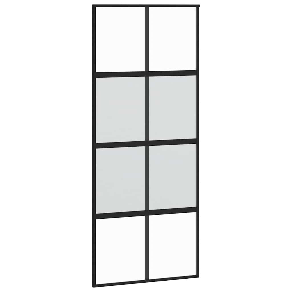 Klizna vrata s priborom crna 90 x 205 cm kaljeno staklo